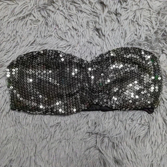 Charlotte Russe Tops - Charlotte Russe womens size medium bralette black/ silver sequin top